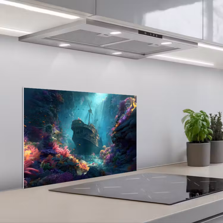 Spatscherm keuken - Schip - Hout - Koraalriffen - Zonlicht — 5