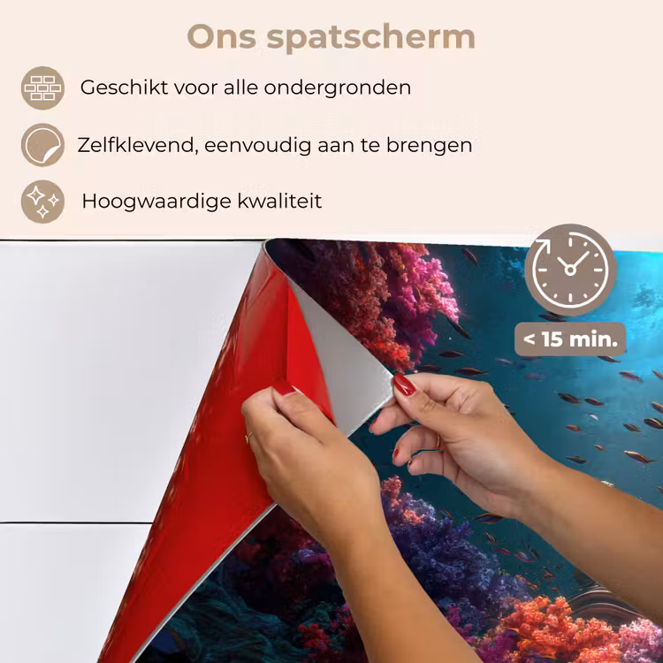 Spatscherm keuken - Standbeeld - Zeebodem - Koraal - Kleurrijk — 4