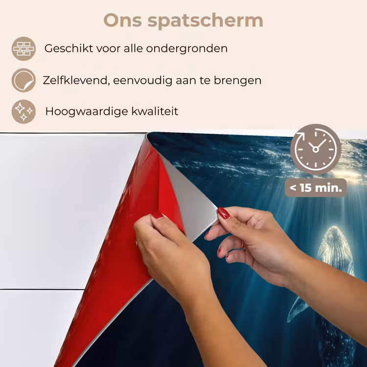 Spatscherm keuken - Walvis - Water - Zonnestralen - Blauw — 4