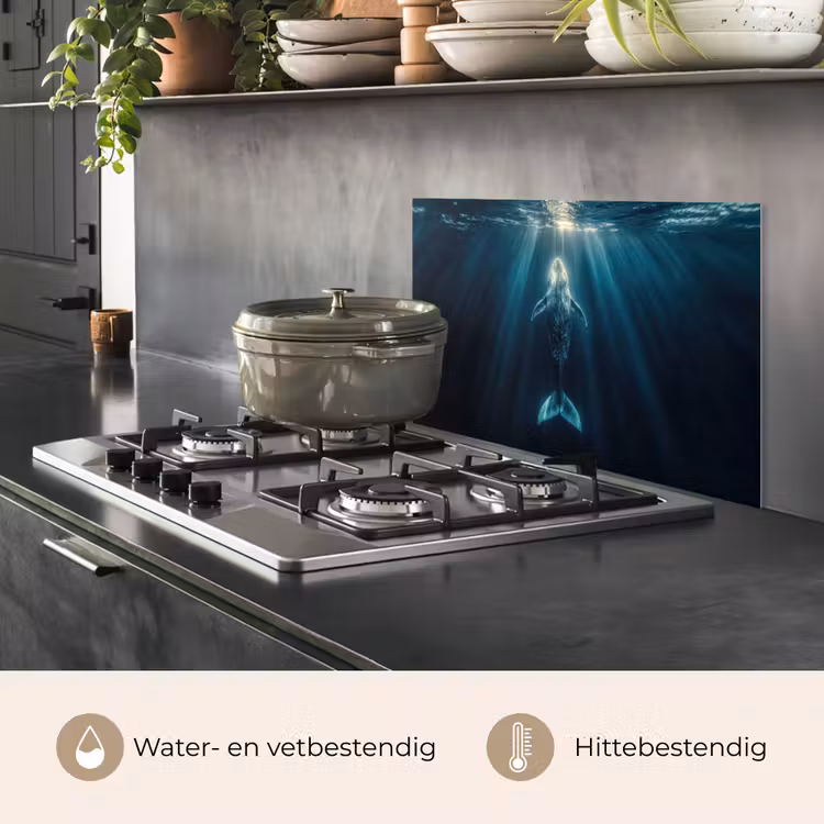 Spatscherm keuken - Walvis - Water - Zonnestralen - Blauw — 7