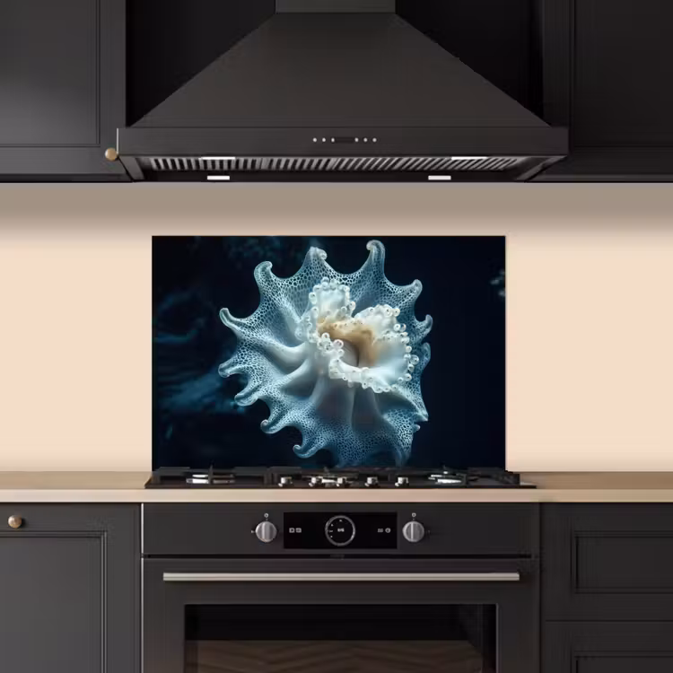 Spatscherm keuken - Zeewezen - Wit - Golven - Water — 2