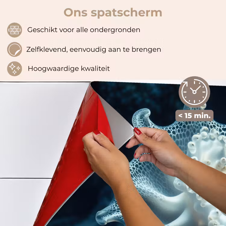 Spatscherm keuken - Zeewezen - Wit - Golven - Water — 4