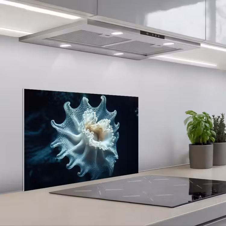 Spatscherm keuken - Zeewezen - Wit - Golven - Water — 5
