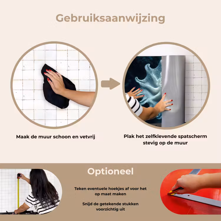 Spatscherm keuken - Zeewezen - Wit - Golven - Water — 8