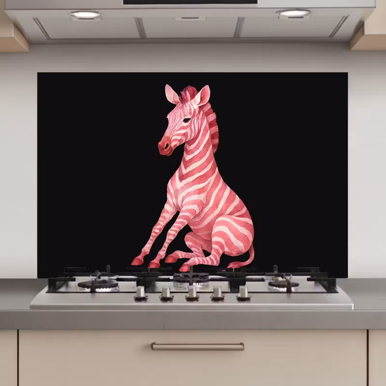 Spatscherm keuken - Zebra - Roze - Gestreept — 1