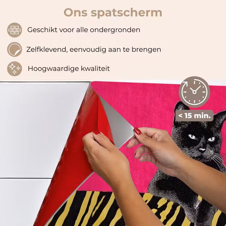 Spatscherm keuken - Kat - Baas - Roze - Tijgerprint — 4