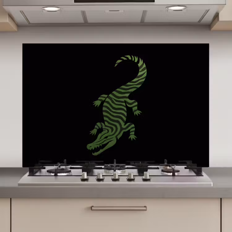 Spatscherm keuken - Krokodil - Groen - Tijgerachtig - Strepen — 1