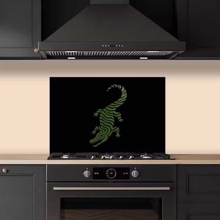 Spatscherm keuken - Krokodil - Groen - Tijgerachtig - Strepen — 2