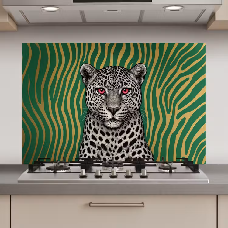 Spatscherm keuken - Panter - Zebrapatroon - Groen — 1