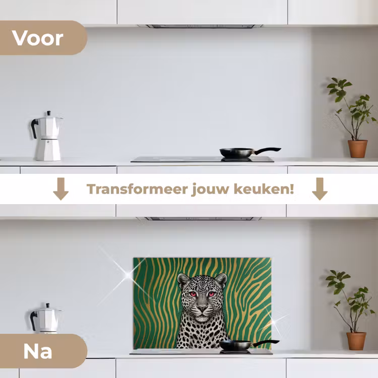 Spatscherm keuken - Panter - Zebrapatroon - Groen — 3
