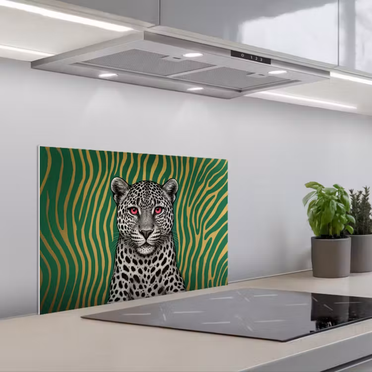 Spatscherm keuken - Panter - Zebrapatroon - Groen — 5