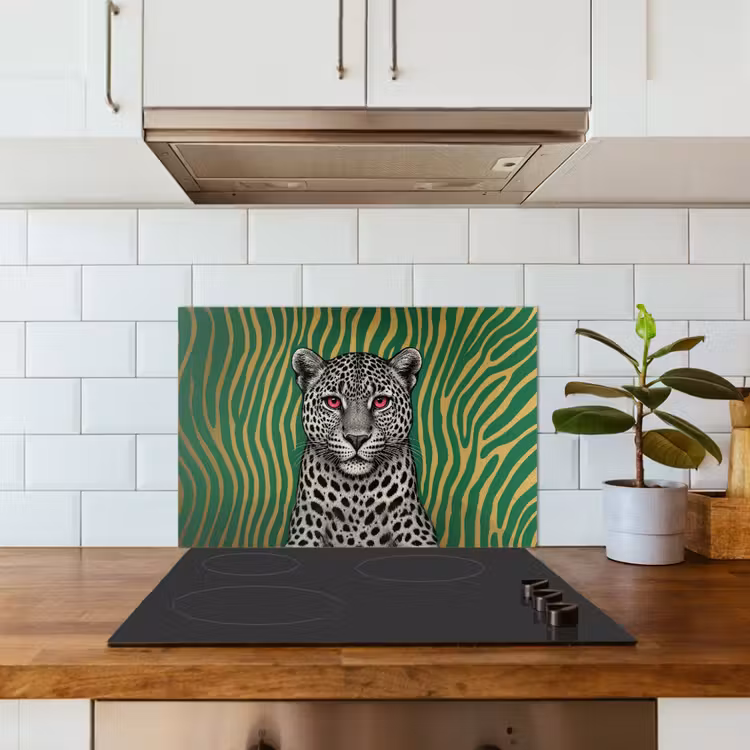 Spatscherm keuken - Panter - Zebrapatroon - Groen — 6