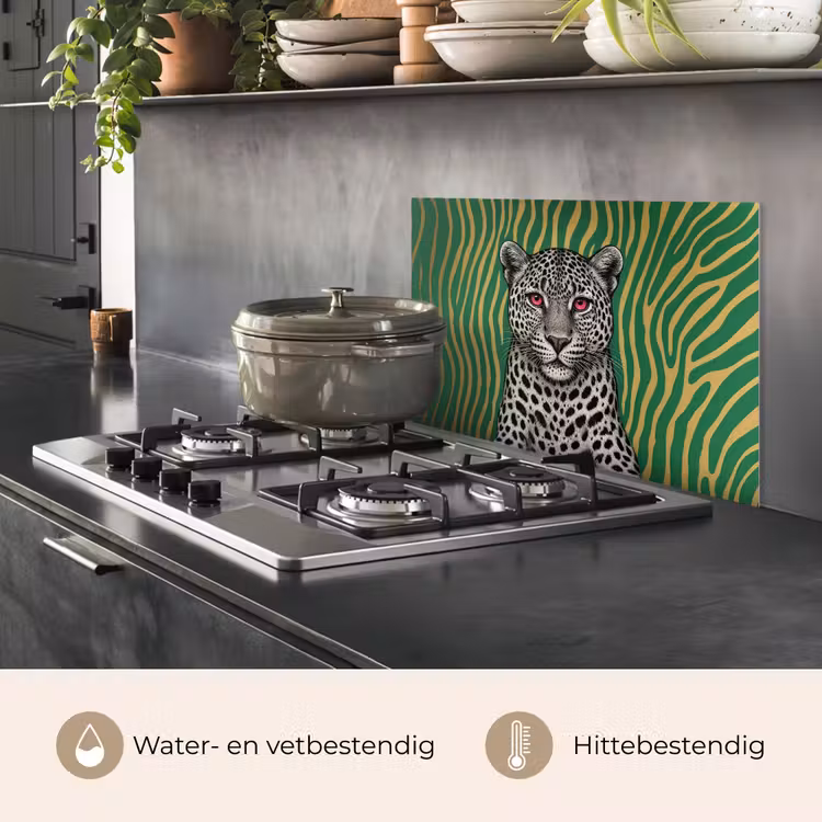Spatscherm keuken - Panter - Zebrapatroon - Groen — 7