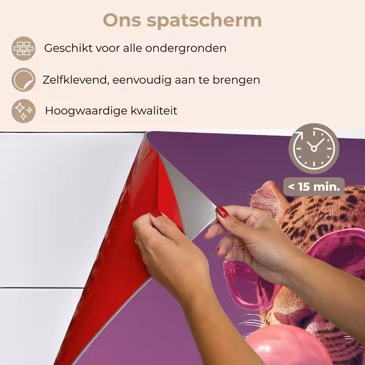Spatscherm keuken - Panter - Zonnebril - Kauwgombel - Roze — 4