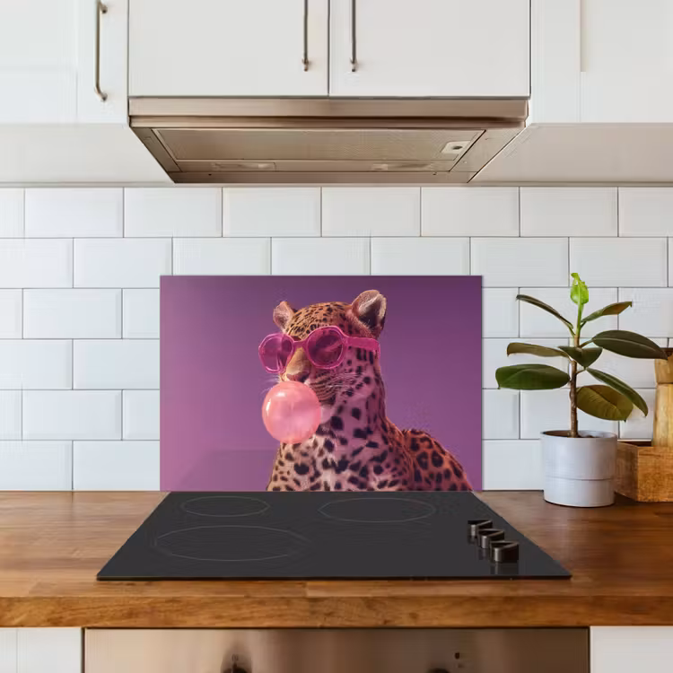 Spatscherm keuken - Panter - Zonnebril - Kauwgombel - Roze — 6