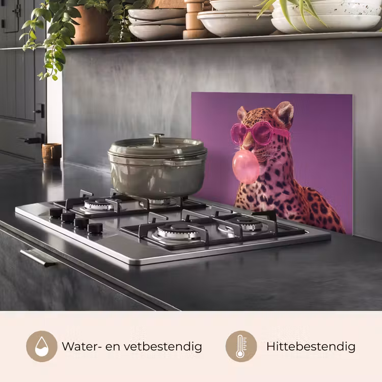 Spatscherm keuken - Panter - Zonnebril - Kauwgombel - Roze — 7