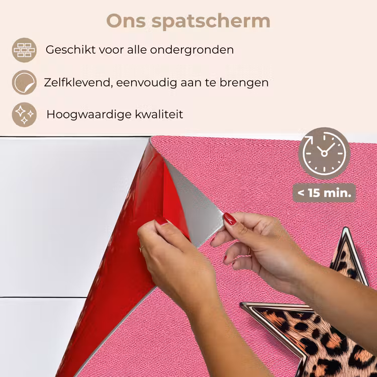 Spatscherm keuken - Ster - Luipaard - Print - Roze — 4