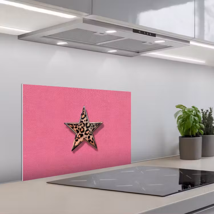 Spatscherm keuken - Ster - Luipaard - Print - Roze — 5