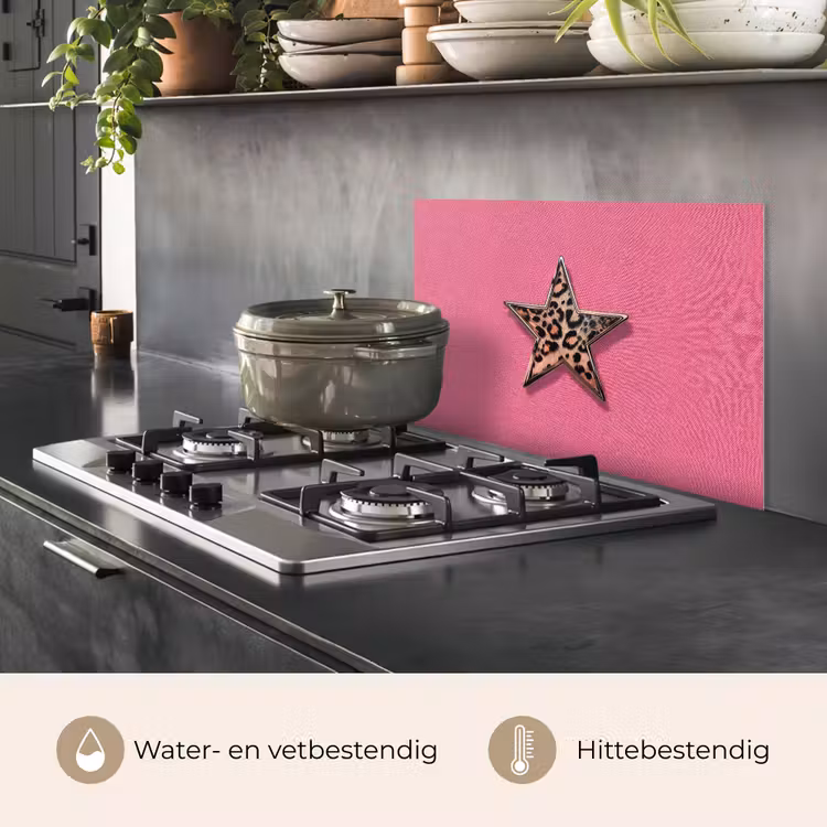 Spatscherm keuken - Ster - Luipaard - Print - Roze — 7