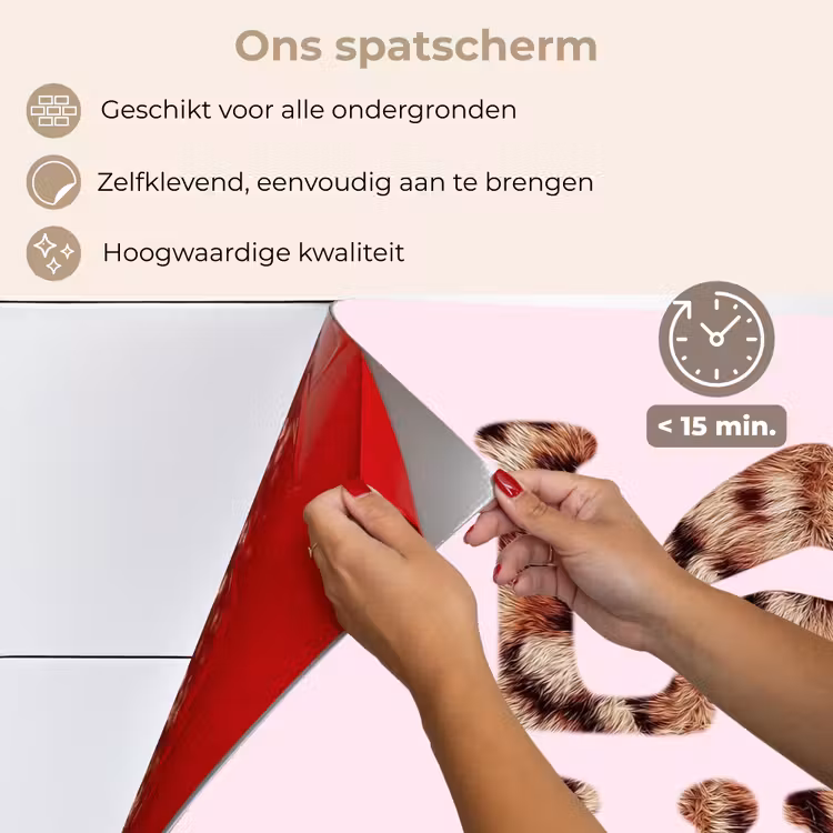 Spatscherm keuken - Tekst - Love - Pantervacht - Lichtroze — 4
