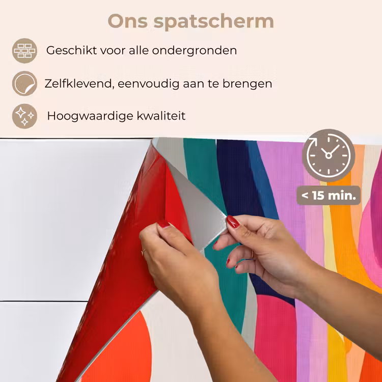 Spatscherm keuken - Abstract - Kleurrijk - Golven - Lijnen — 4