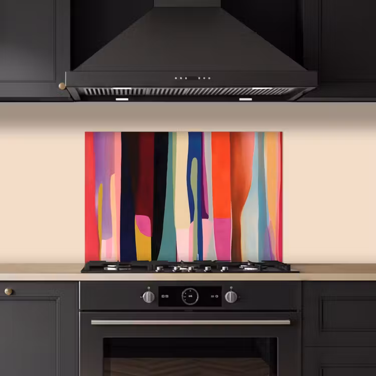 Spatscherm keuken - Kleurbanen - Verticaal - Kleurrijk — 2