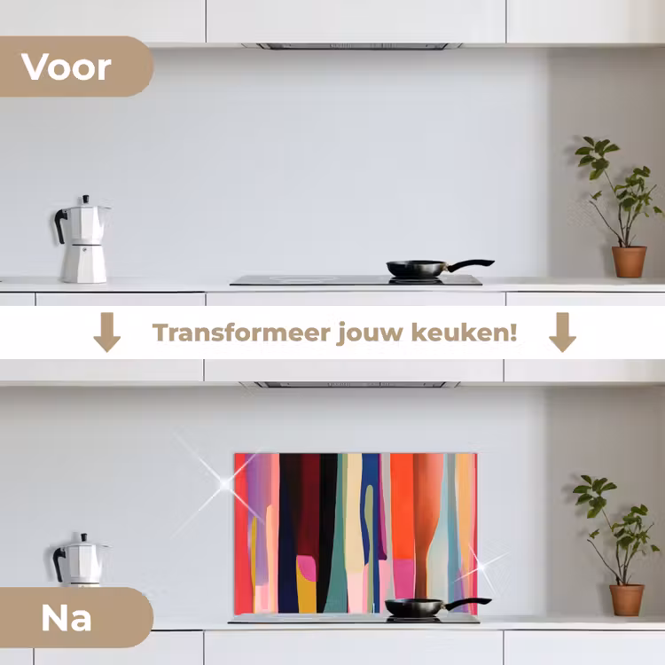 Spatscherm keuken - Kleurbanen - Verticaal - Kleurrijk — 3