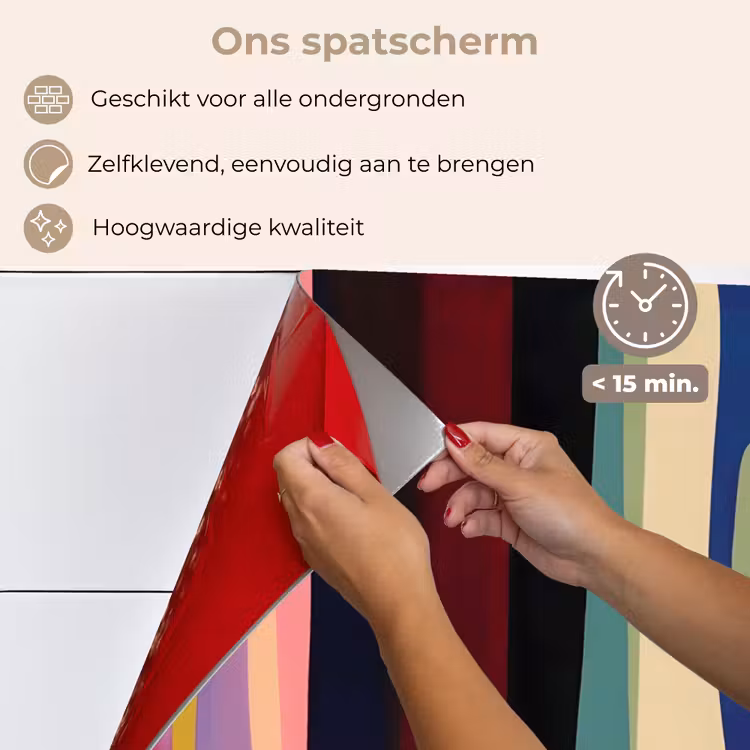 Spatscherm keuken - Kleurbanen - Verticaal - Kleurrijk — 4