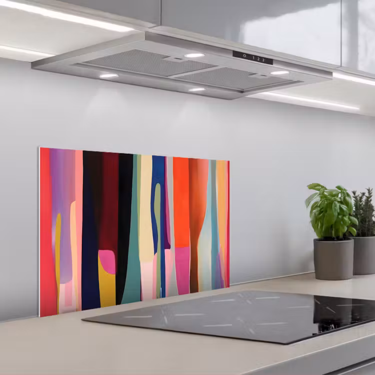 Spatscherm keuken - Kleurbanen - Verticaal - Kleurrijk — 5