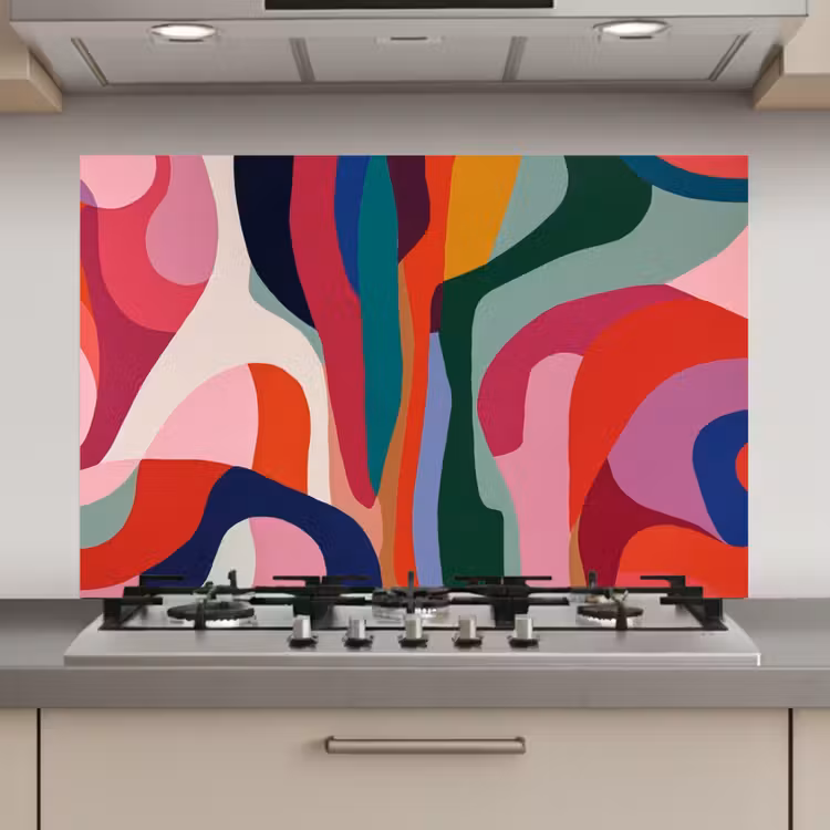 Spatscherm keuken - Vormen - Bochten - Kleurrijk - Abstract — 1