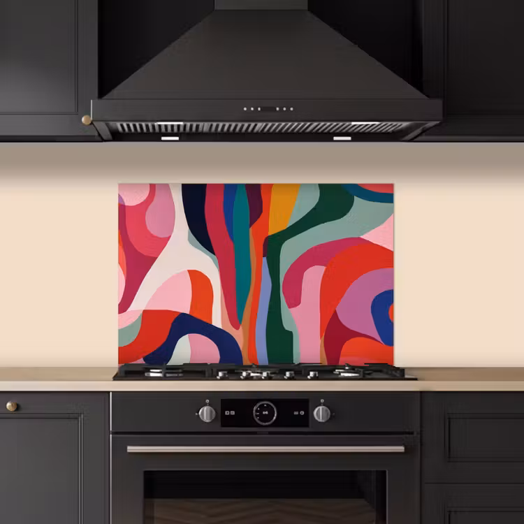 Spatscherm keuken - Vormen - Bochten - Kleurrijk - Abstract — 2