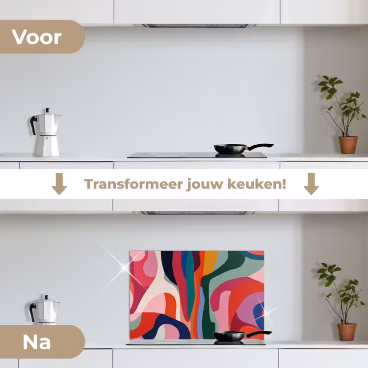 Spatscherm keuken - Vormen - Bochten - Kleurrijk - Abstract — 3