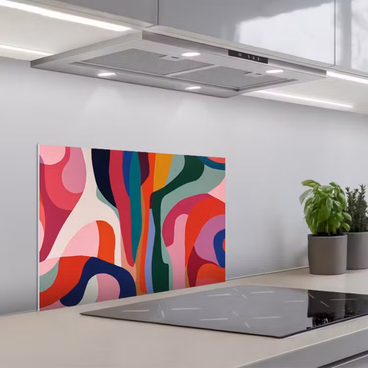 Spatscherm keuken - Vormen - Bochten - Kleurrijk - Abstract — 5