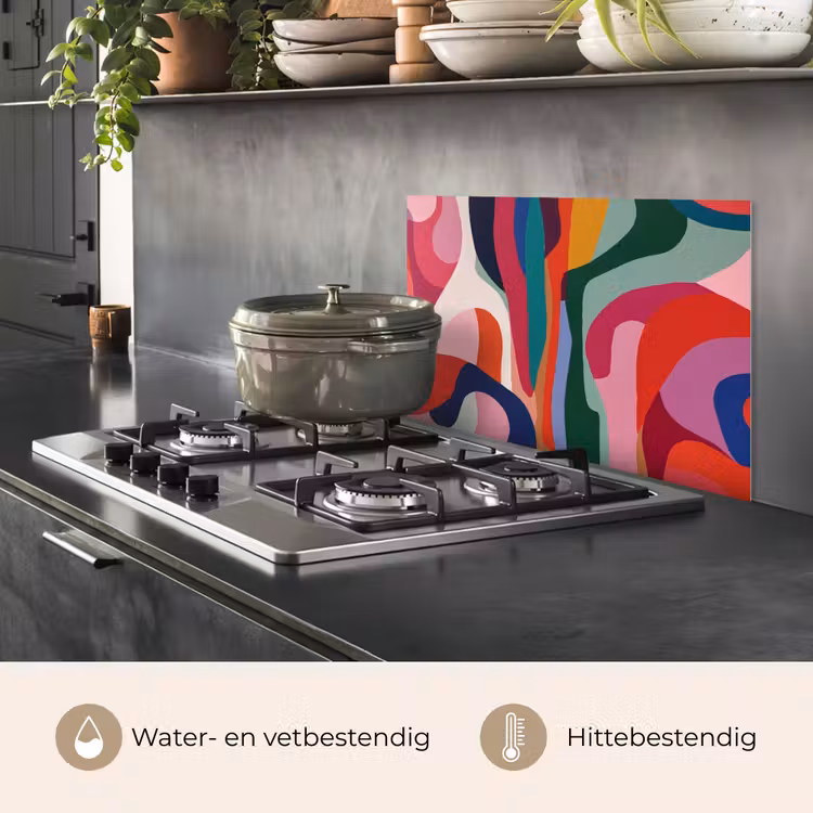 Spatscherm keuken - Vormen - Bochten - Kleurrijk - Abstract — 7