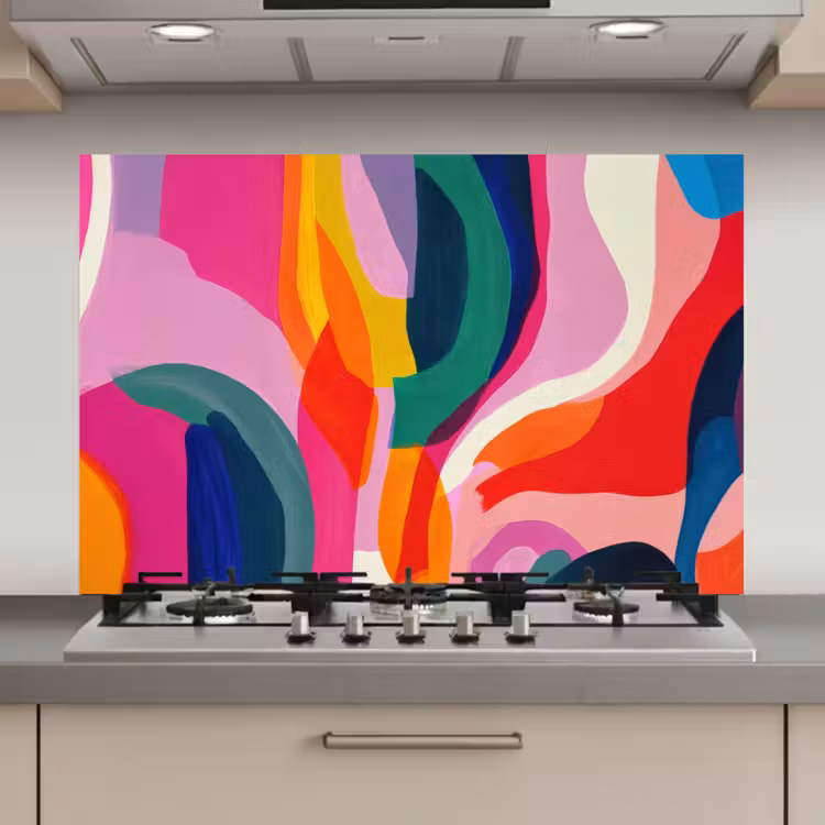 Spatscherm keuken - Vormen - Golvend - Abstract - Felroze — 1