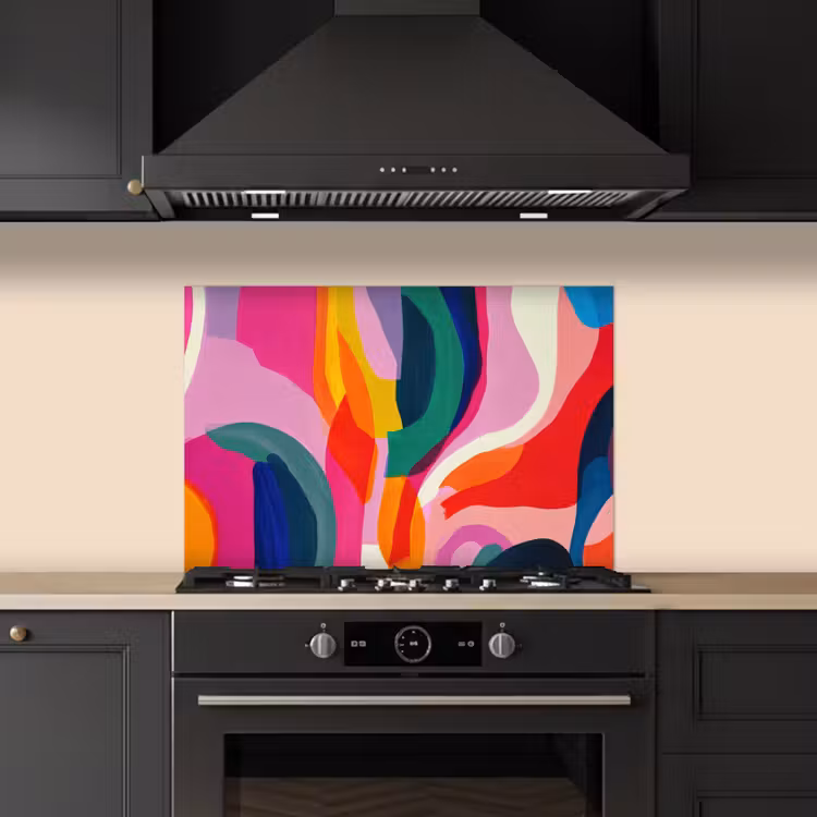 Spatscherm keuken - Vormen - Golvend - Abstract - Felroze — 2