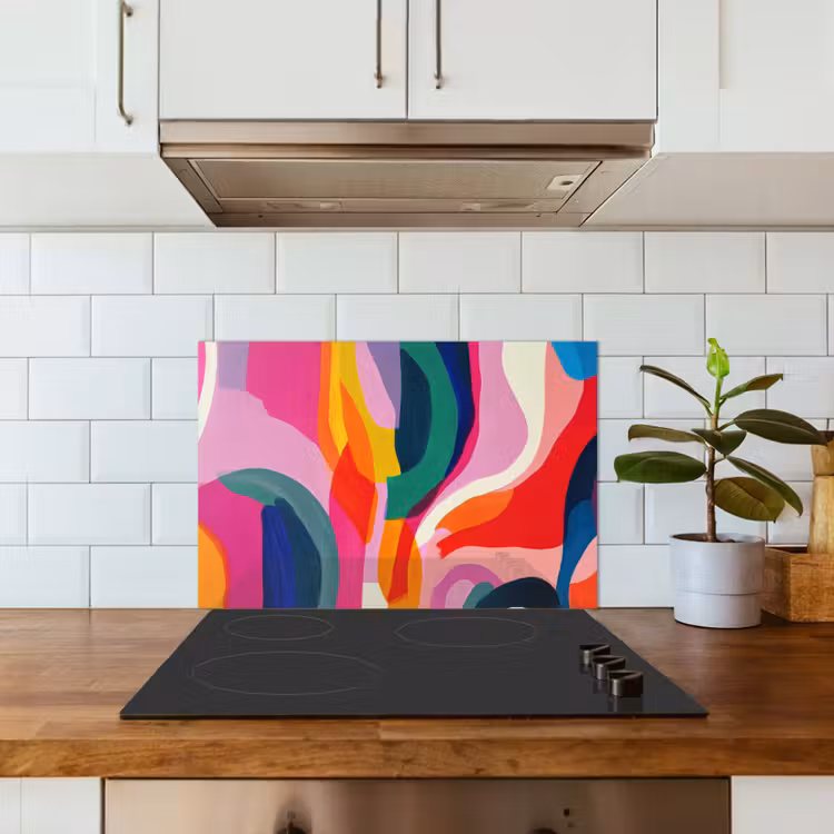Spatscherm keuken - Vormen - Golvend - Abstract - Felroze — 6