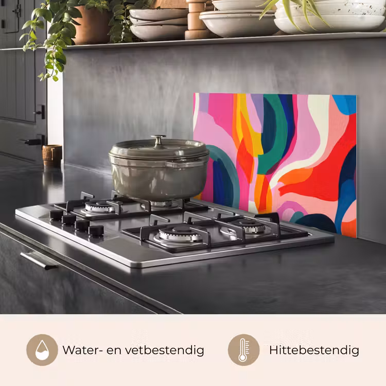 Spatscherm keuken - Vormen - Golvend - Abstract - Felroze — 7