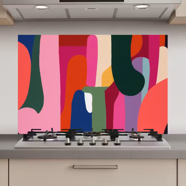 Spatscherm keuken - Kleurvakken - Recht - Rond - Abstract — 1