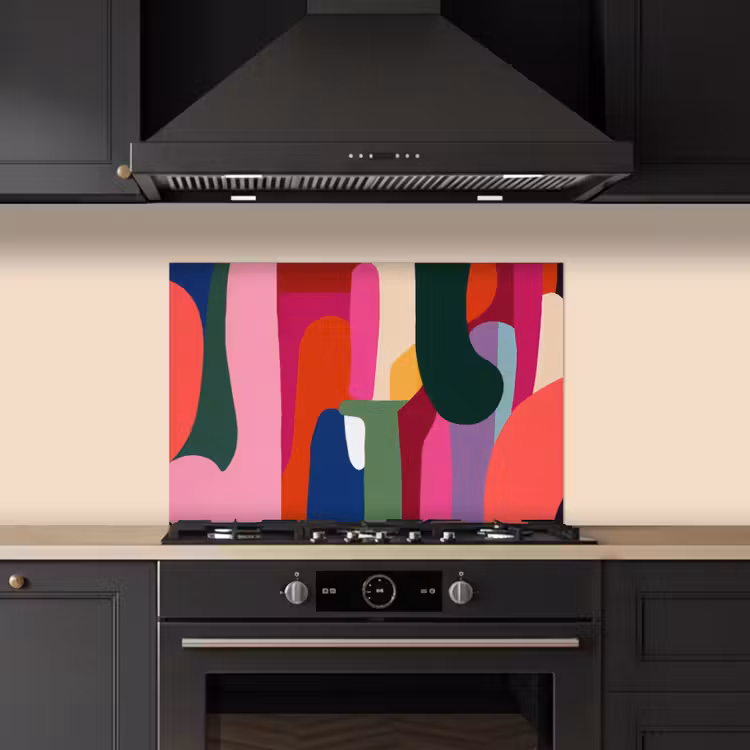 Spatscherm keuken - Kleurvakken - Recht - Rond - Abstract — 2