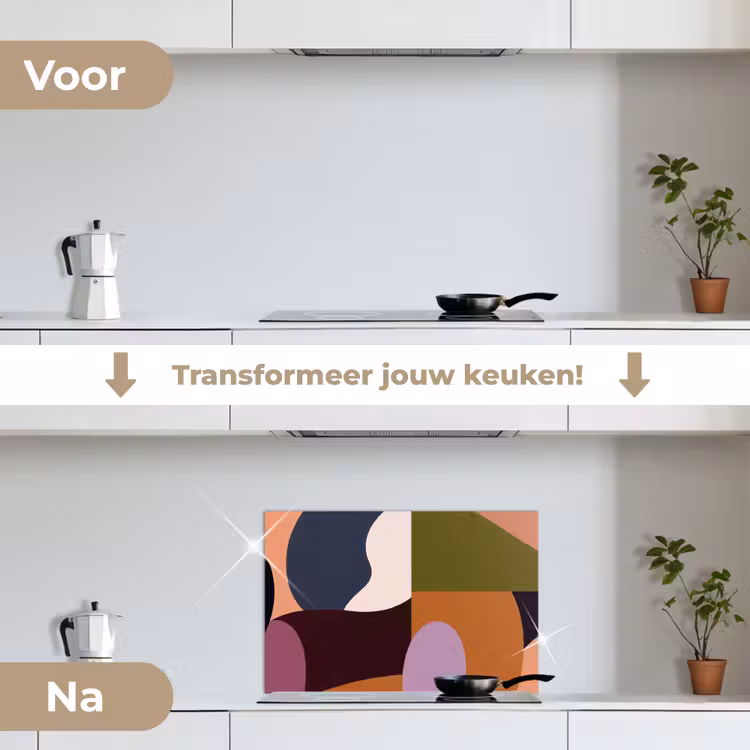 Spatscherm keuken - Vormen - Abstract - Kleuren - Vierkant — 3