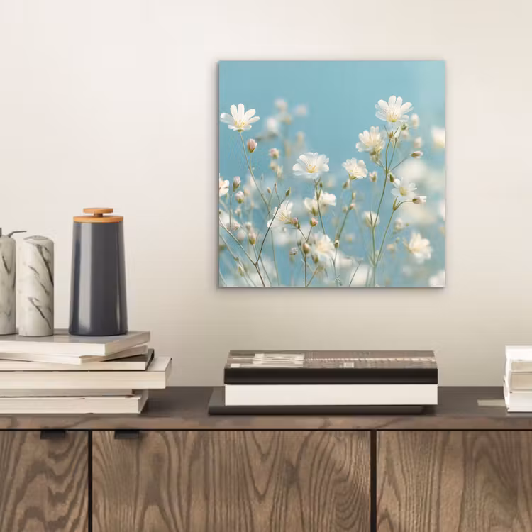 Aluminium schilderij - Stängel – Blumen – Luft – Weiß — 2