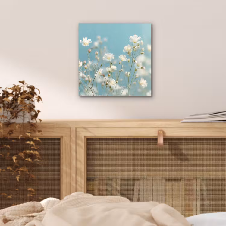 Aluminium schilderij - Stängel – Blumen – Luft – Weiß — 4