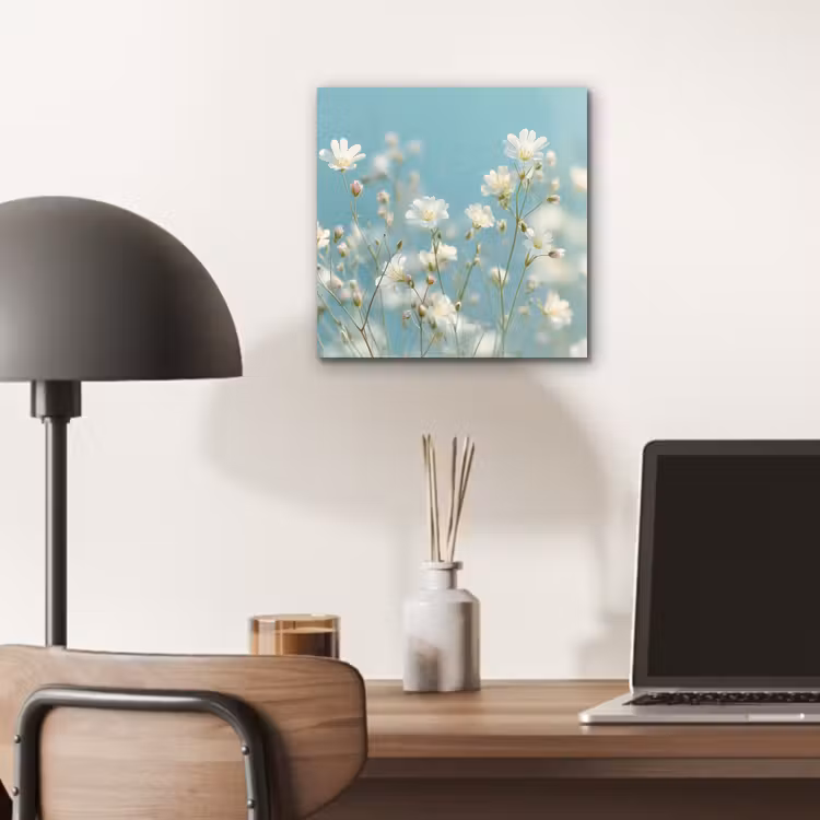 Aluminium schilderij - Stängel – Blumen – Luft – Weiß — 6