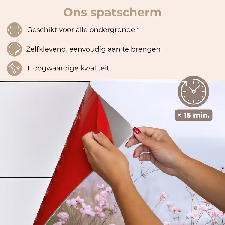 Spatscherm keuken - Klif - Bloemen - Zee - Roze — 4
