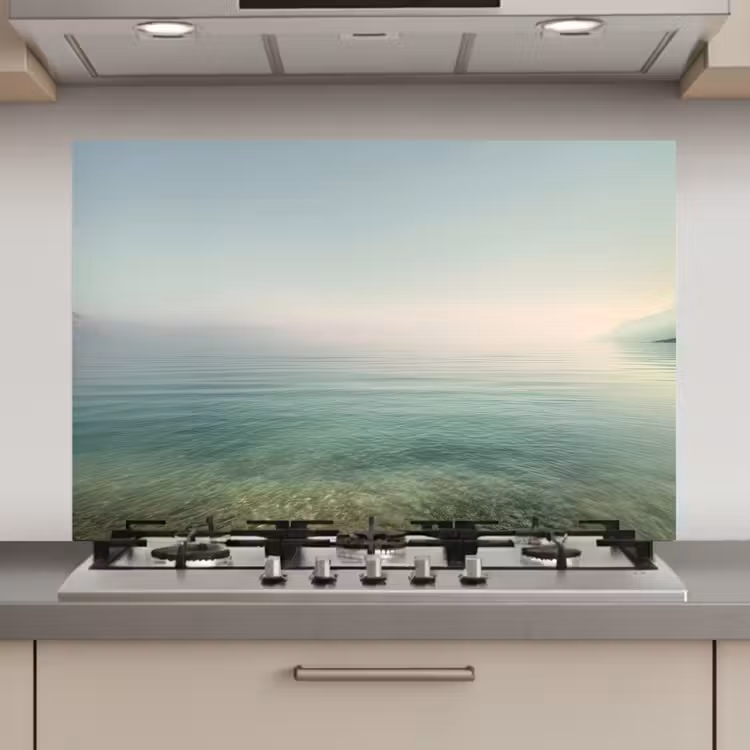 Spatscherm keuken - Zee - Horizon - Blauw - Mist — 1