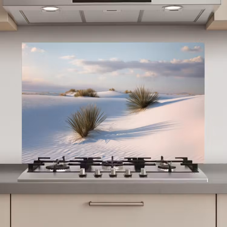 Spatscherm keuken - Duinen - Gras - Wolken - Beige — 1