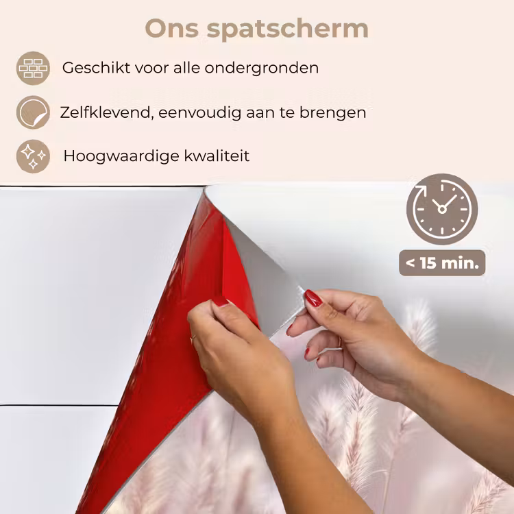 Spatscherm keuken - Graspluimen - Wind - Beige - Mistig — 4