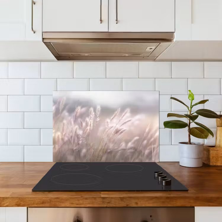 Spatscherm keuken - Graspluimen - Wind - Beige - Mistig — 6