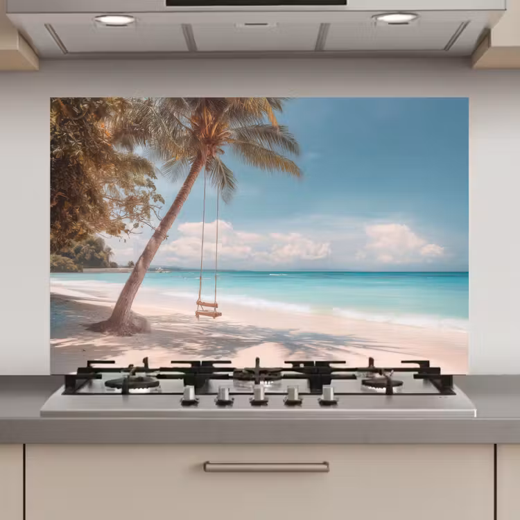 Spatscherm keuken - Palmboom - Schommel - Strand - Lucht — 1